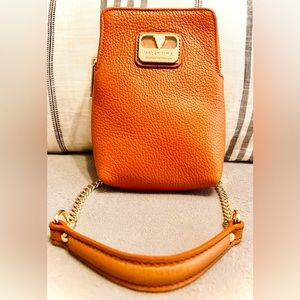 Valentina Crossbody Bag, Italian Leather , Color Carmel